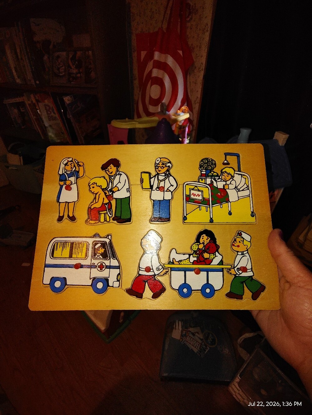 Wooden Medical Play Puzzle Board - Yellow